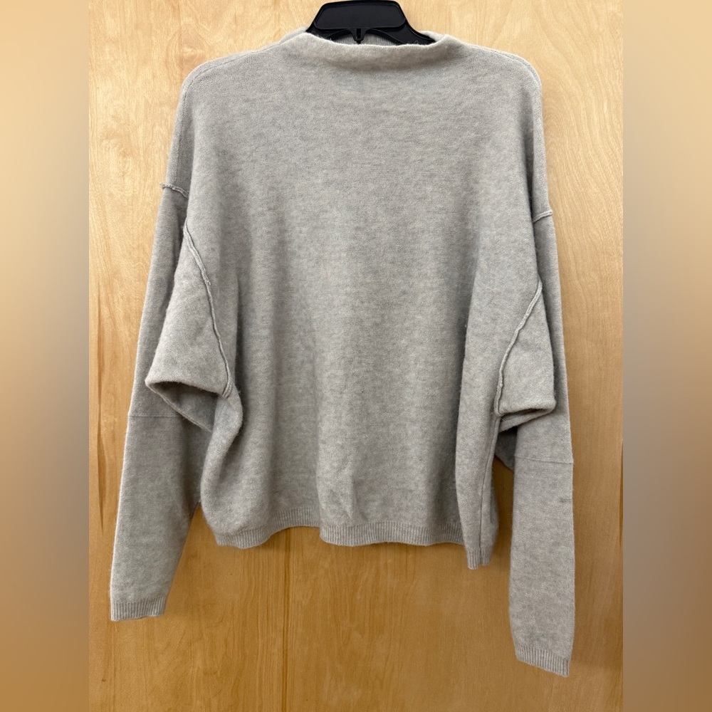Free People Wool Blend Relaxed Grey Raglan Sweater - Picture 4 of 13